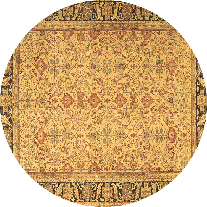 Round Machine Washable Persian Brown Traditional Rug, wshtr4796brn
