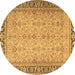 Round Persian Brown Traditional Rug, tr4796brn
