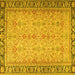 Square Machine Washable Persian Yellow Traditional Rug, wshtr4796yw