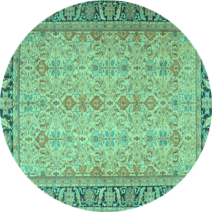 Round Machine Washable Persian Turquoise Traditional Area Rugs, wshtr4796turq