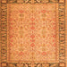 Round Machine Washable Persian Orange Traditional Area Rugs, wshtr4796org