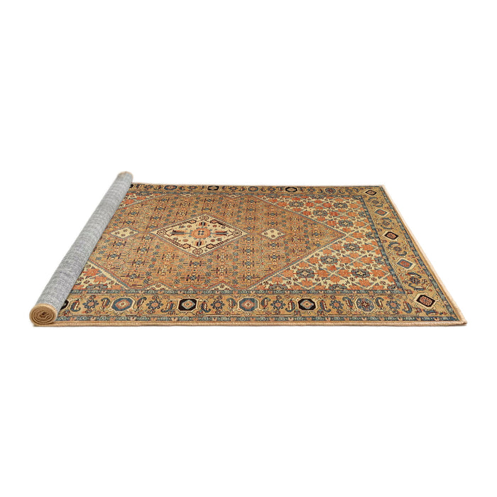 Sideview of Machine Washable Traditional Light Brown Rug, wshtr4797