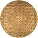 Round Machine Washable Persian Brown Traditional Rug, wshtr4797brn