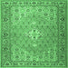 Square Machine Washable Persian Emerald Green Traditional Area Rugs, wshtr4797emgrn