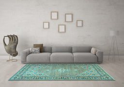 Machine Washable Persian Light Blue Traditional Rug in a Living Room, wshtr4797lblu