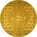 Round Persian Yellow Traditional Rug, tr4797yw