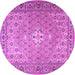 Round Machine Washable Persian Purple Traditional Area Rugs, wshtr4797pur