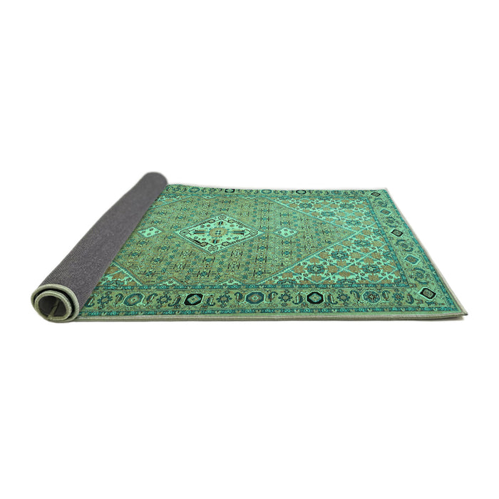 Sideview of Persian Turquoise Traditional Rug, tr4797turq