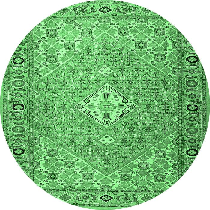 Round Persian Emerald Green Traditional Rug, tr4797emgrn
