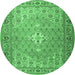 Round Persian Emerald Green Traditional Rug, tr4797emgrn