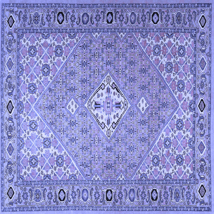 Square Machine Washable Persian Blue Traditional Rug, wshtr4797blu