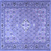 Square Machine Washable Persian Blue Traditional Rug, wshtr4797blu