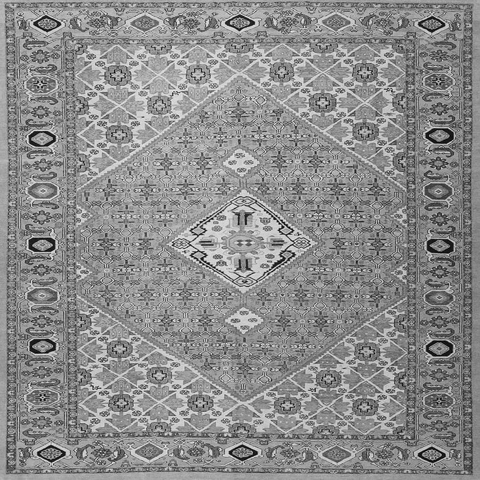 Round Machine Washable Persian Gray Traditional Rug, wshtr4797gry