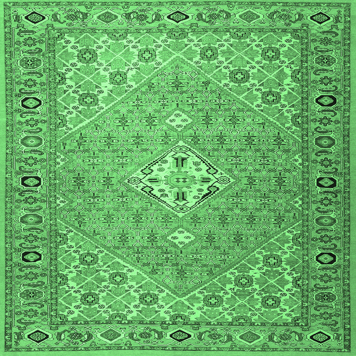 Square Persian Emerald Green Traditional Rug, tr4797emgrn