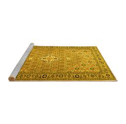 Sideview of Machine Washable Persian Yellow Traditional Rug, wshtr4797yw