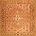 Round Machine Washable Persian Orange Traditional Area Rugs, wshtr4797org