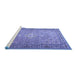 Sideview of Machine Washable Persian Blue Traditional Rug, wshtr4797blu