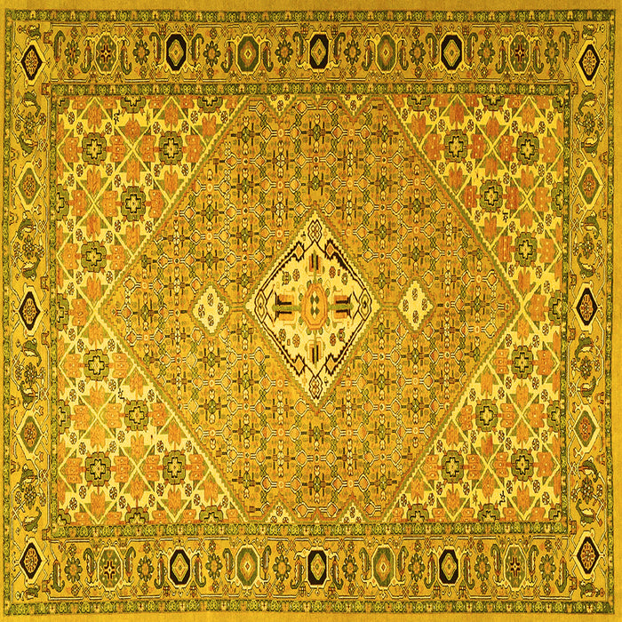 Square Machine Washable Persian Yellow Traditional Rug, wshtr4797yw