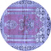 Round Persian Blue Traditional Rug, tr4798blu