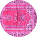 Round Persian Pink Traditional Rug, tr4798pnk