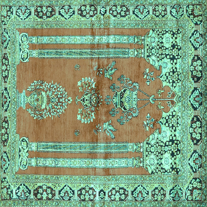 Square Persian Turquoise Traditional Rug, tr4798turq