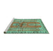 Sideview of Machine Washable Persian Turquoise Traditional Area Rugs, wshtr4798turq