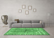 Machine Washable Persian Emerald Green Traditional Area Rugs in a Living Room,, wshtr4798emgrn