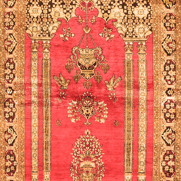 Serging Thickness of Machine Washable Persian Orange Traditional Area Rugs, wshtr4798org