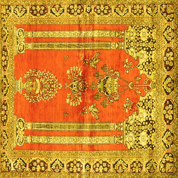 Square Persian Yellow Traditional Rug, tr4798yw