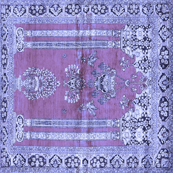 Square Machine Washable Persian Blue Traditional Rug, wshtr4798blu