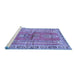 Sideview of Machine Washable Persian Blue Traditional Rug, wshtr4798blu