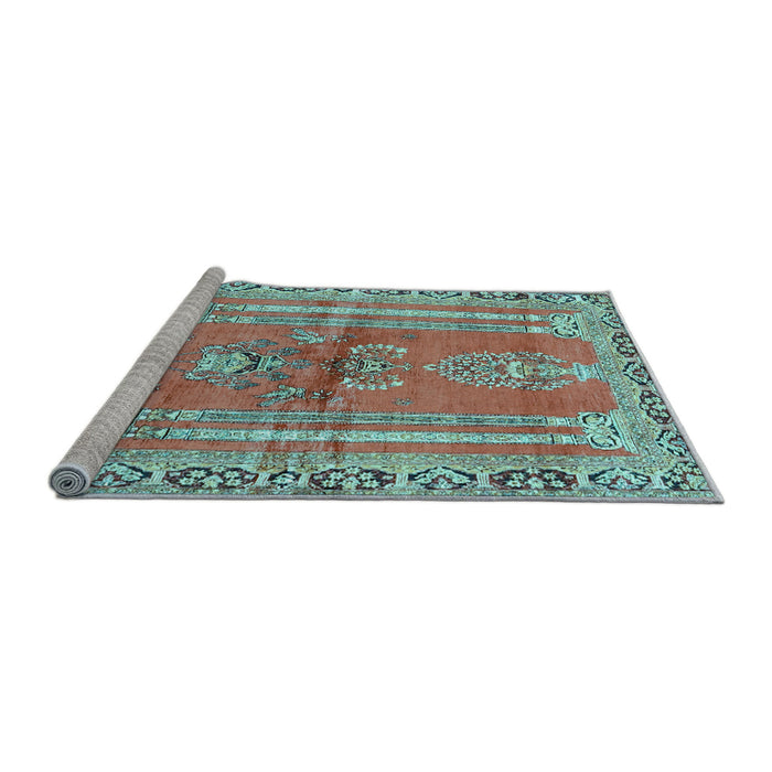 Sideview of Machine Washable Persian Light Blue Traditional Rug, wshtr4798lblu