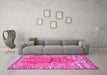 Machine Washable Persian Pink Traditional Rug in a Living Room, wshtr4798pnk