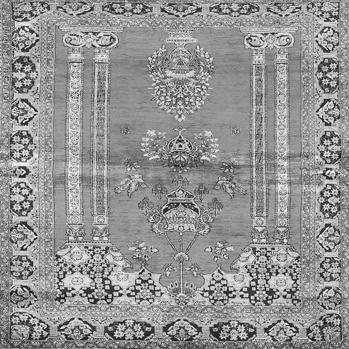 Round Machine Washable Persian Gray Traditional Rug, wshtr4798gry