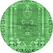 Round Persian Emerald Green Traditional Rug, tr4798emgrn