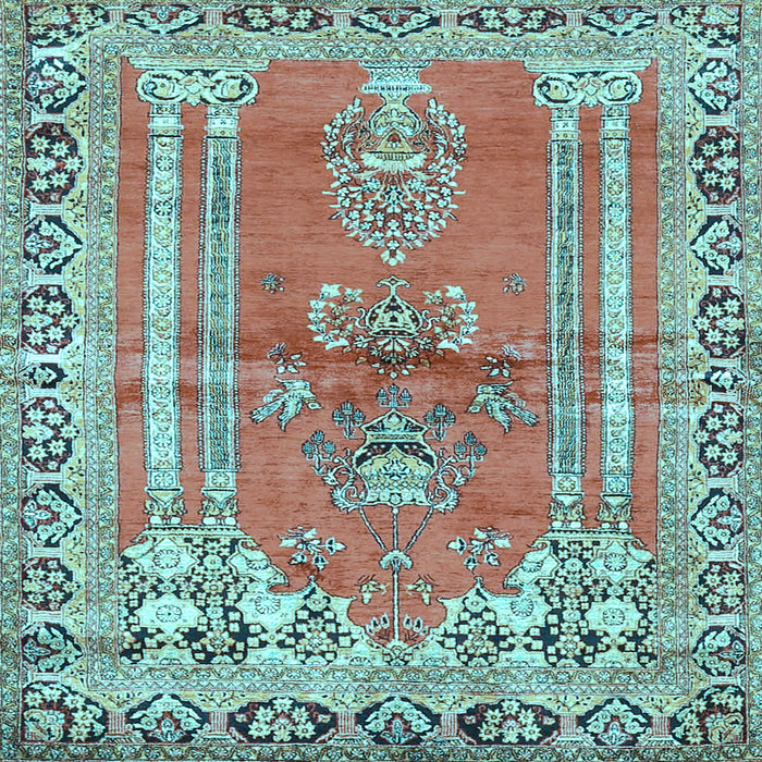 Square Machine Washable Persian Light Blue Traditional Rug, wshtr4798lblu