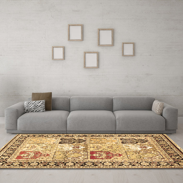 Machine Washable Persian Brown Traditional Rug in a Living Room,, wshtr4799brn