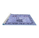 Sideview of Machine Washable Persian Blue Traditional Rug, wshtr4799blu