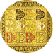 Round Persian Yellow Traditional Rug, tr4799yw