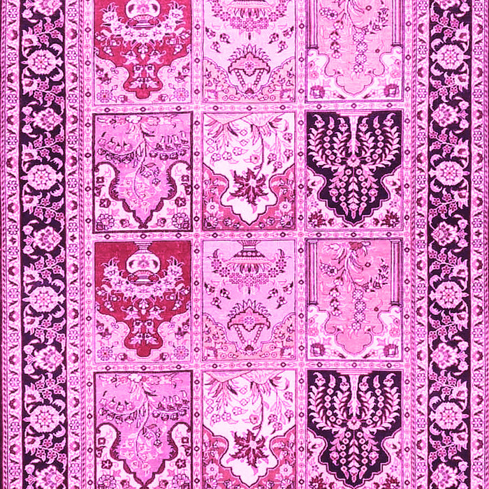 Machine Washable Persian Pink Traditional Rug, wshtr4799pnk