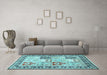 Machine Washable Persian Light Blue Traditional Rug in a Living Room, wshtr4799lblu