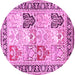 Round Persian Pink Traditional Rug, tr4799pnk