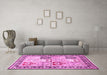 Machine Washable Persian Pink Traditional Rug in a Living Room, wshtr4799pnk