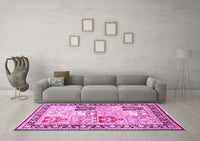 Machine Washable Persian Pink Traditional Rug, wshtr4799pnk