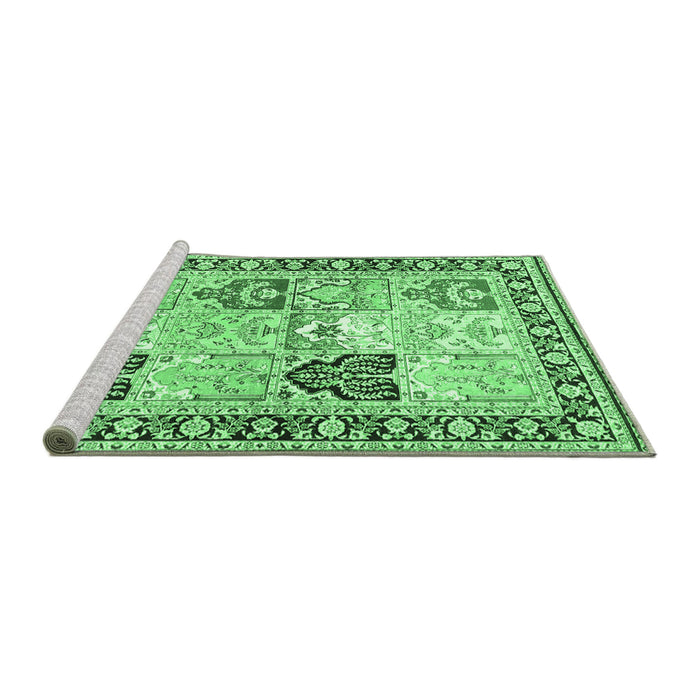 Sideview of Machine Washable Persian Emerald Green Traditional Area Rugs, wshtr4799emgrn