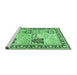 Sideview of Machine Washable Persian Emerald Green Traditional Area Rugs, wshtr4799emgrn