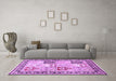 Machine Washable Persian Purple Traditional Area Rugs in a Living Room, wshtr4799pur