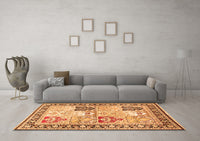 Machine Washable Persian Orange Traditional Rug, wshtr4799org