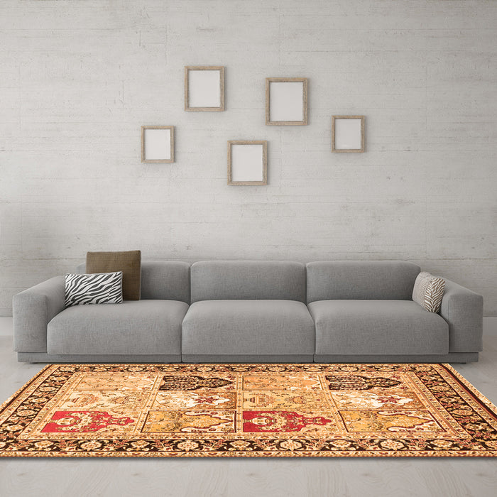 Machine Washable Persian Orange Traditional Area Rugs in a Living Room, wshtr4799org