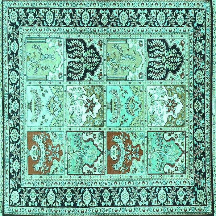 Square Machine Washable Persian Turquoise Traditional Area Rugs, wshtr4799turq